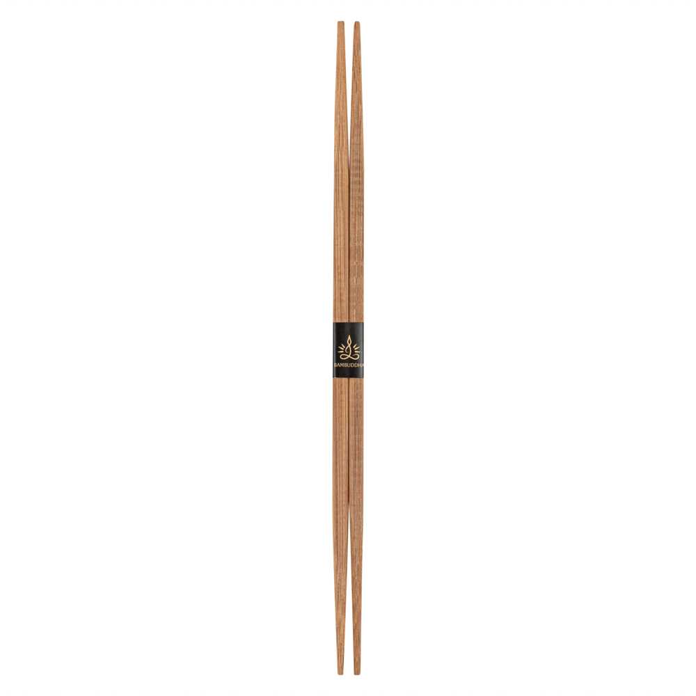 Bambuddha Brown Bamboo Contour Chopsticks - with Paper Band - 9 1/2" - 100 count box