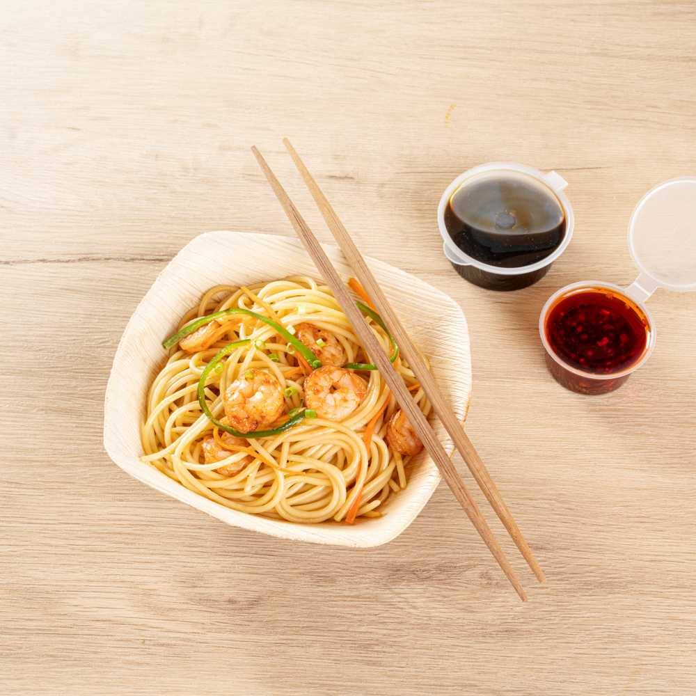 Bambuddha Brown Bamboo Contour Chopsticks - with Paper Band - 9 1/2" - 100 count box