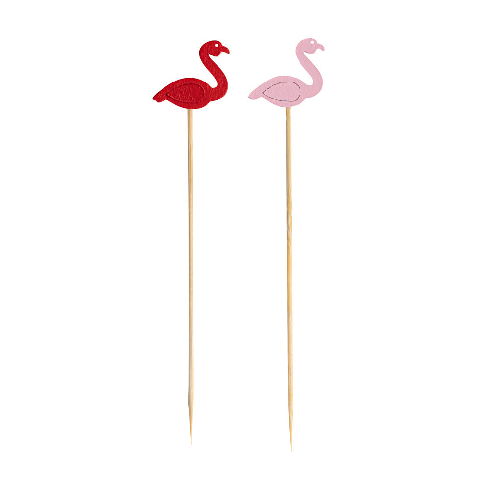 Pixy Red and Pink Bamboo Flamingo Pick - 4 3/4" - 1000 count box