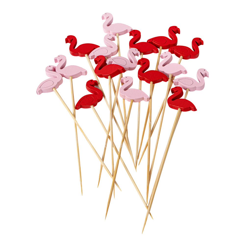 Pixy Red and Pink Bamboo Flamingo Pick - 4 3/4" - 1000 count box