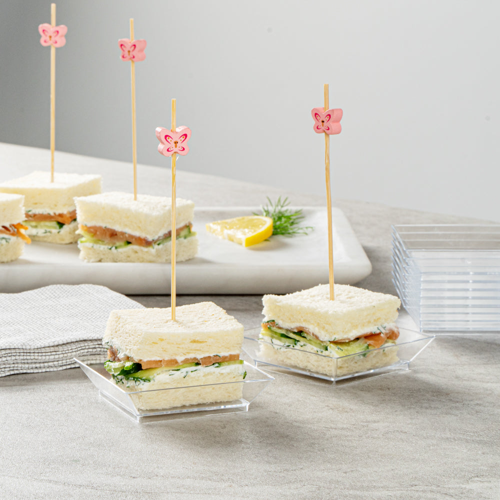 Pixy Pink Bamboo Butterfly Pick - 4 3/4" - 1000 count box