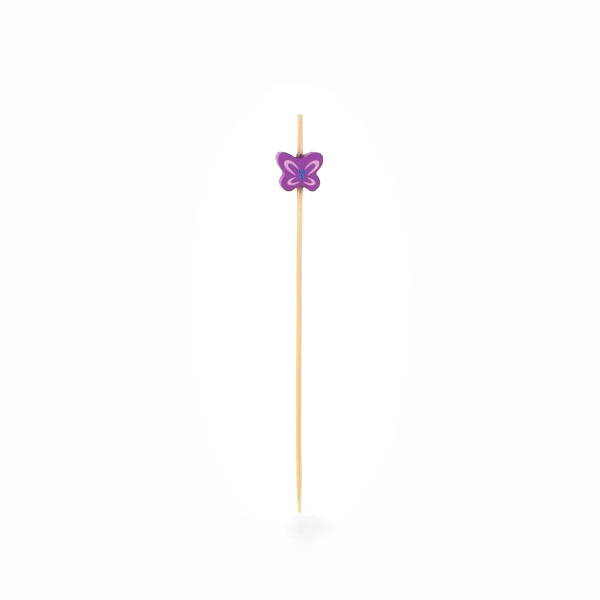 Pixy Purple Bamboo Butterfly Pick - 4 3/4" - 100 count box