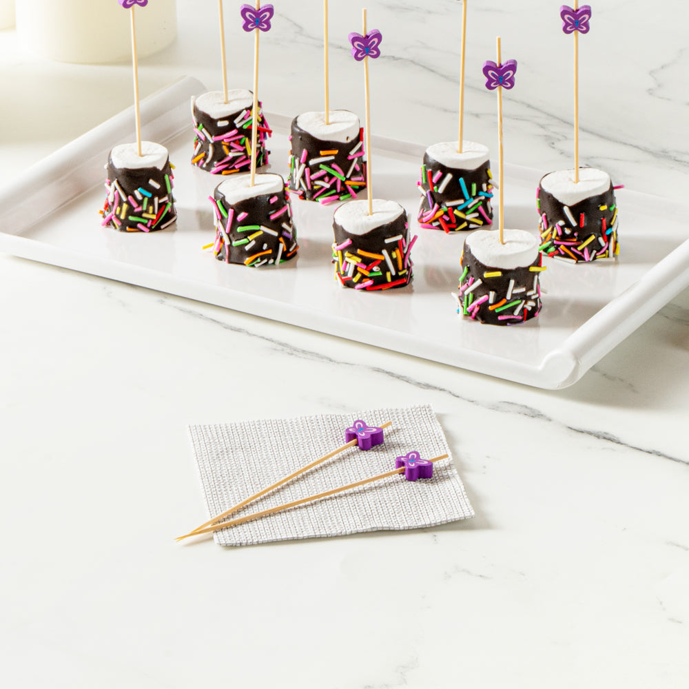 Pixy Purple Bamboo Butterfly Pick - 4 3/4" - 1000 count box