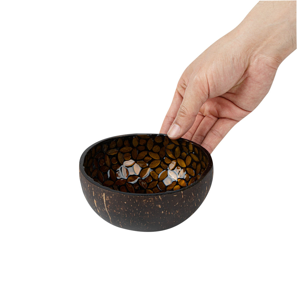 Coco Casa 16 oz Yellow Handmade Flower Coconut Bowl - 1 count box