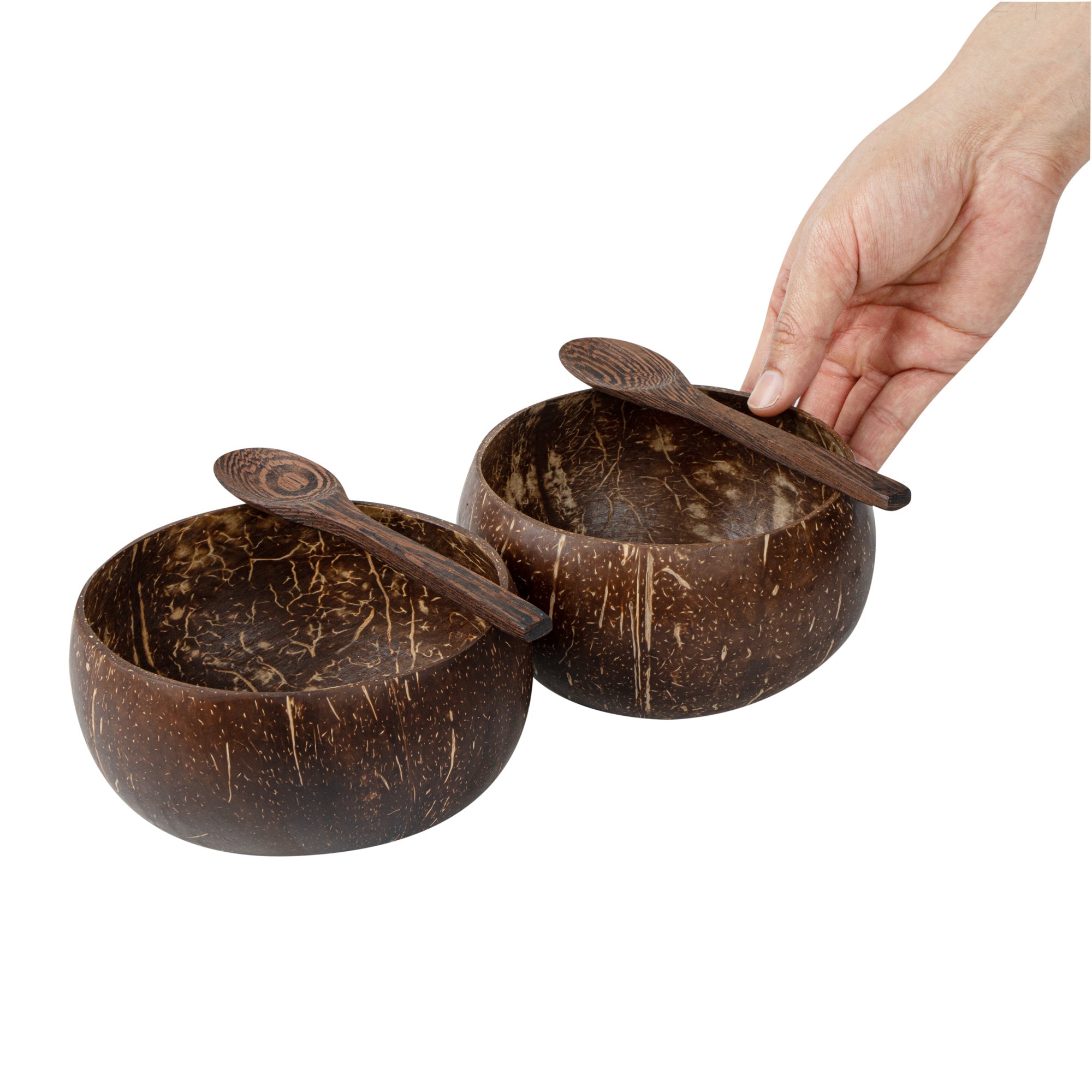Coco Casa 4-Piece Handmade Coconut Bowl and Wooden Spoon Set - 1 count box