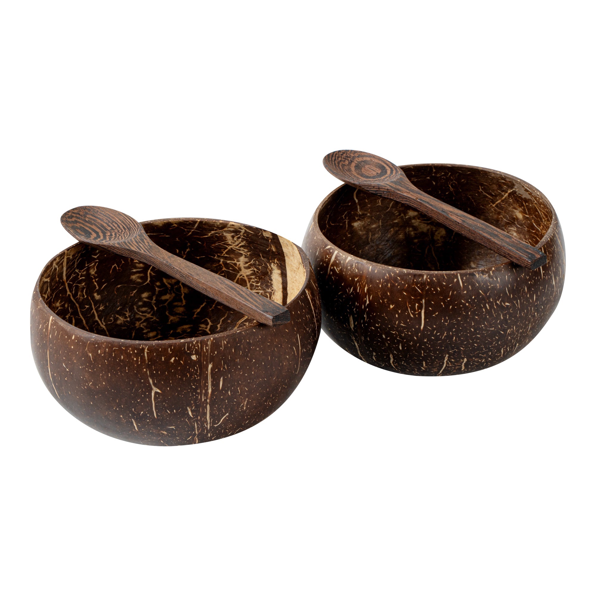 Coco Casa 4-Piece Handmade Coconut Bowl and Wooden Spoon Set - 1 count box