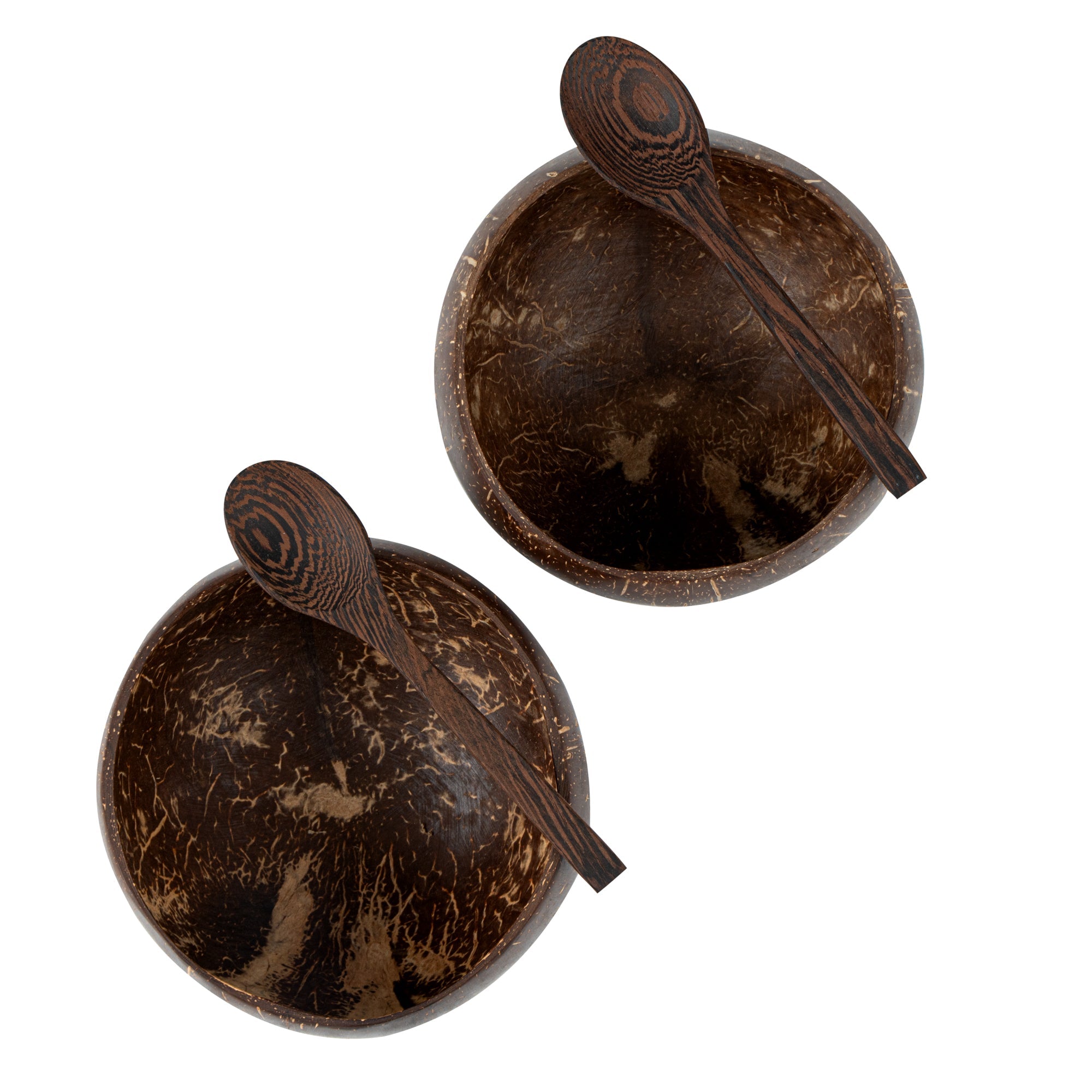 Coco Casa 4-Piece Handmade Coconut Bowl and Wooden Spoon Set - 10 count box