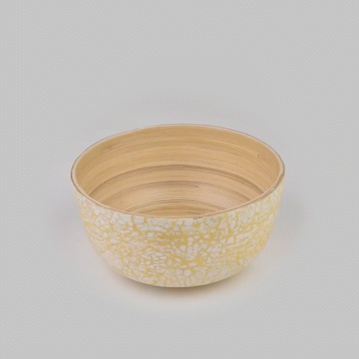 Bambuddha 15 oz Round Beige Spun Bamboo Small Eggshell Salad Bowl - 7 3/4" x 7 3/4" x 4" - 1 count box