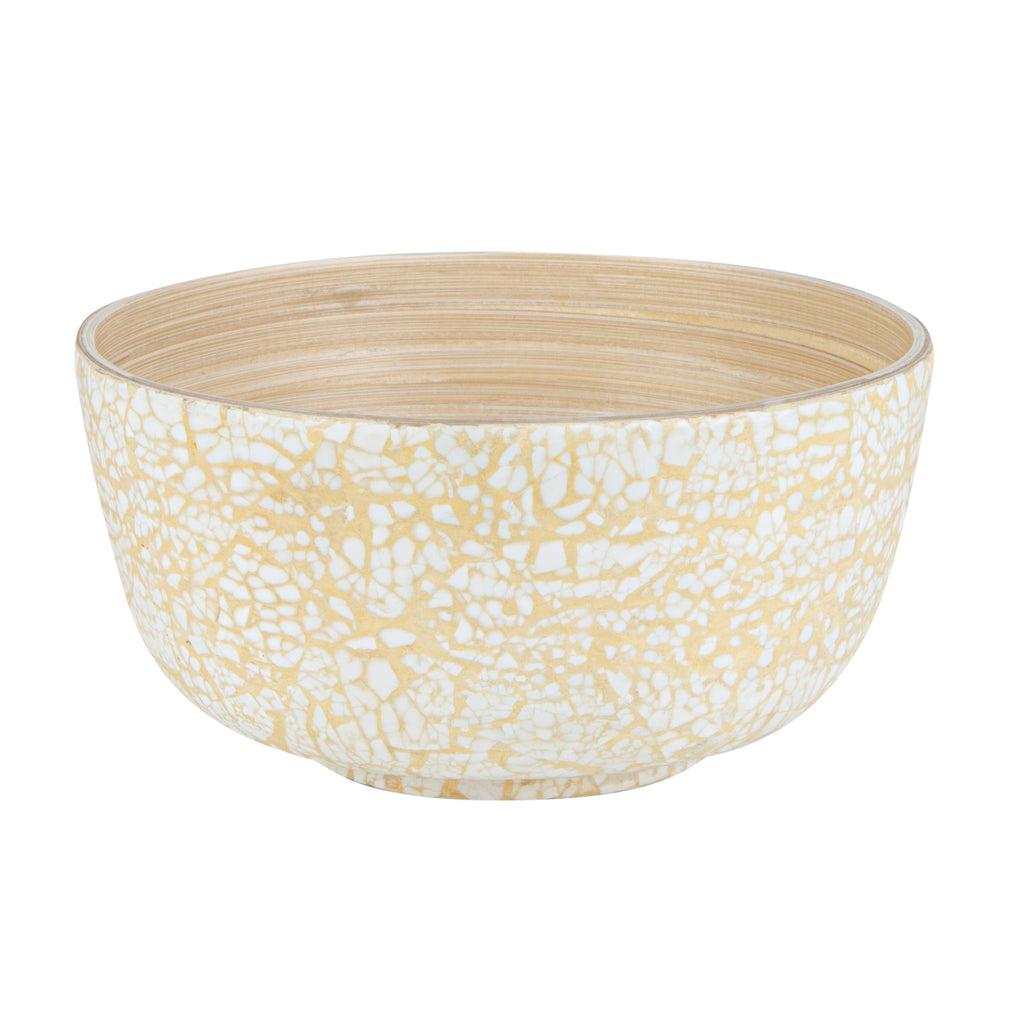 Bambuddha 15 oz Round Beige Spun Bamboo Small Eggshell Salad Bowl - 7 3/4" x 7 3/4" x 4" - 1 count box