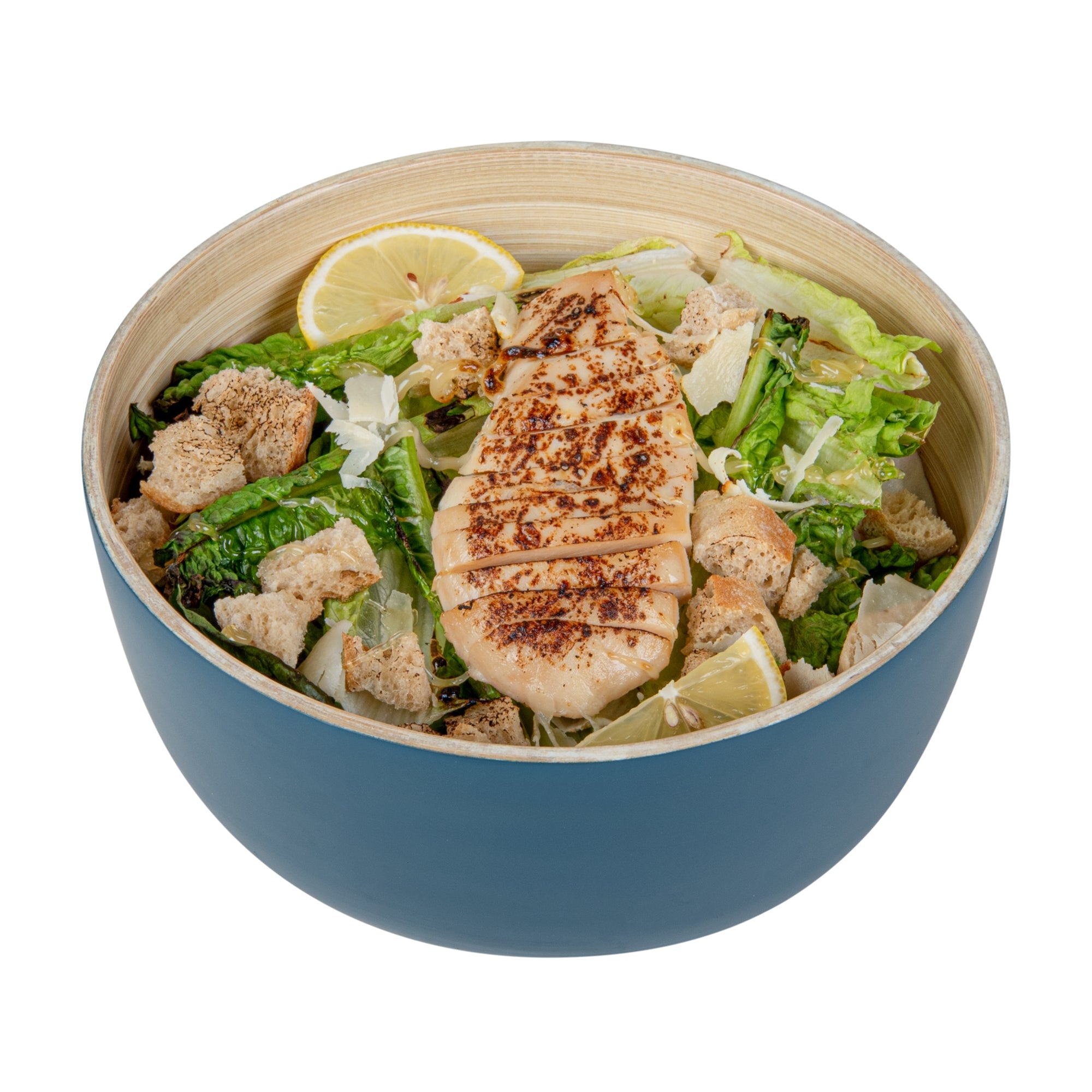 Bambuddha 15 oz Round Blue Spun Bamboo Small Salad Bowl - 7 3/4" x 7 3/4" x 4" - 1 count box