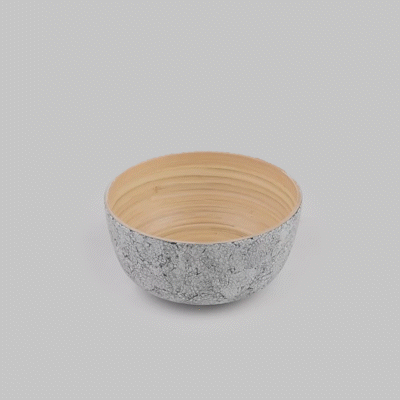 Bambuddha 15 oz Round Gray Spun Bamboo Small Eggshell Salad Bowl - 7 3/4" x 7 3/4" x 4" - 1 count box