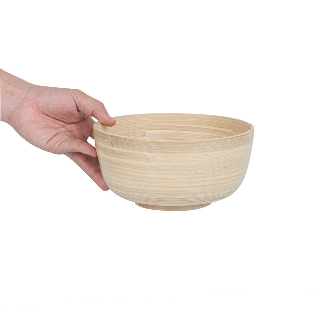 Bambuddha 15 oz Round Natural Spun Bamboo Small Salad Bowl - 7 3/4" x 7 3/4" x 4" - 1 count box