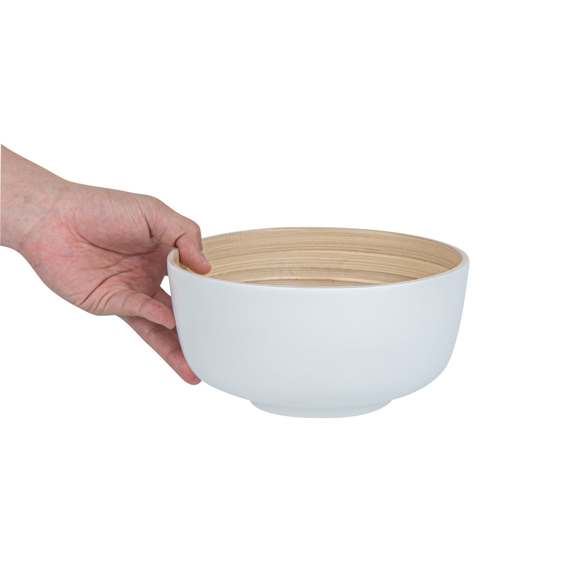 Bambuddha 15 oz Round White Spun Bamboo Small Salad Bowl - 7 3/4" x 7 3/4" x 4" - 1 count box