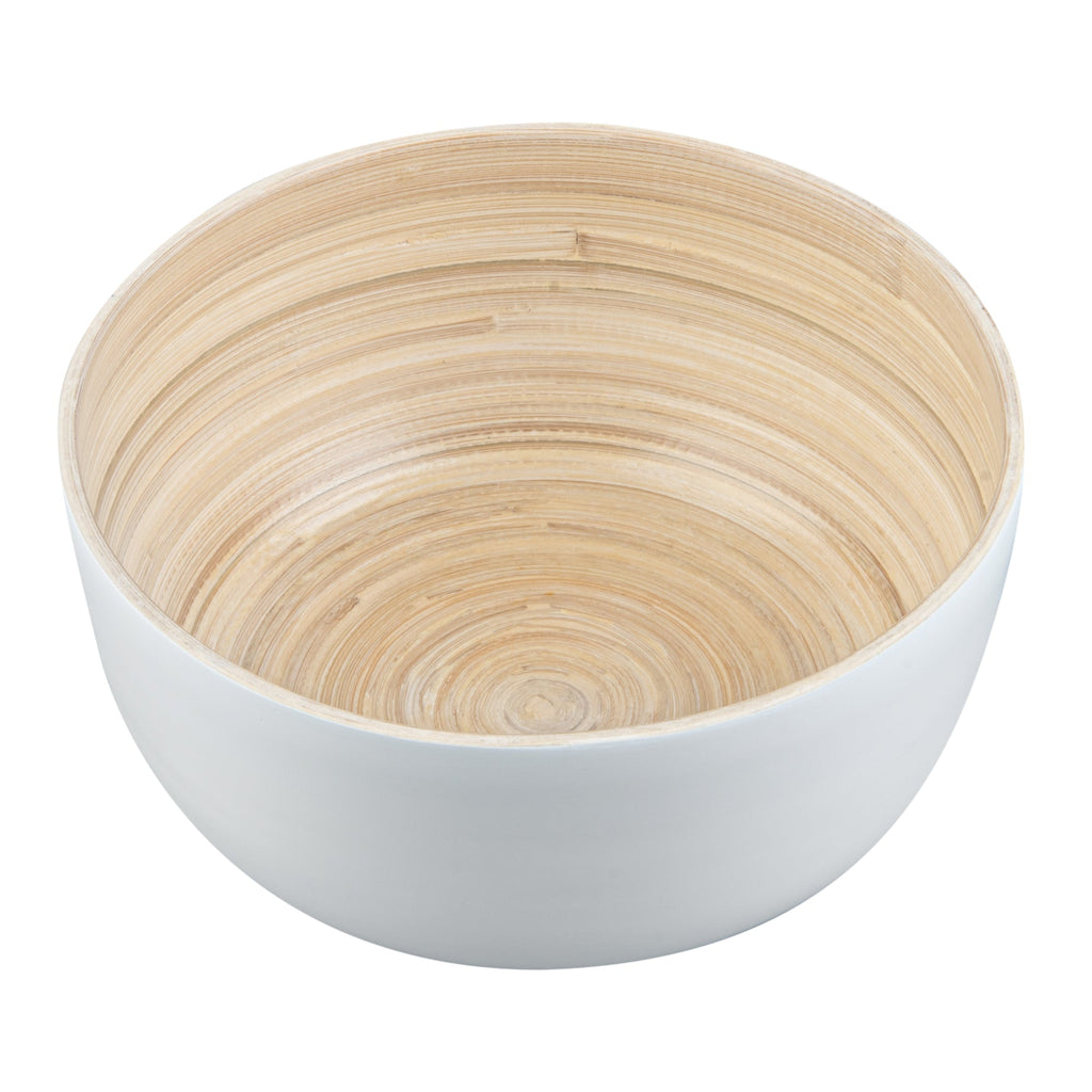 Bambuddha 15 oz Round White Spun Bamboo Small Salad Bowl - 7 3/4" x 7 3/4" x 4" - 1 count box