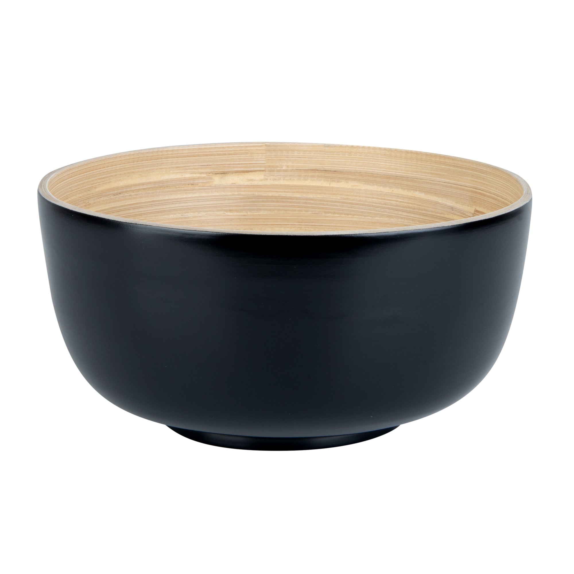 Bambuddha 25 oz Round Black Spun Bamboo Medium Salad Bowl - 9 1/2" x 9 1/2" x 4 3/4" - 1 count box