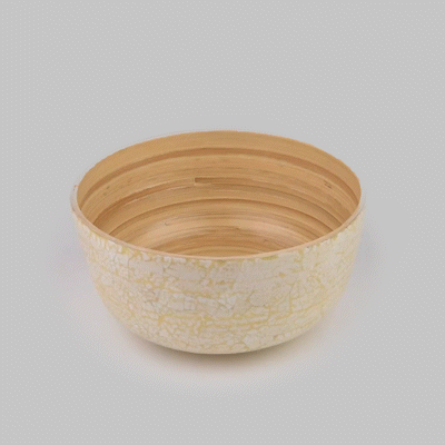 Bambuddha 25 oz Round Beige Spun Bamboo Medium Eggshell Salad Bowl - 9 1/2" x 9 1/2" x 4 3/4" - 1 count box