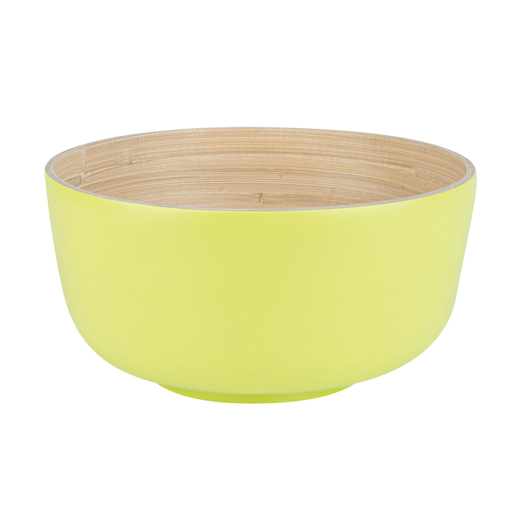 Bambuddha 25 oz Round Green Spun Bamboo Medium Salad Bowl - 9 1/2" x 9 1/2" x 4 3/4" - 1 count box