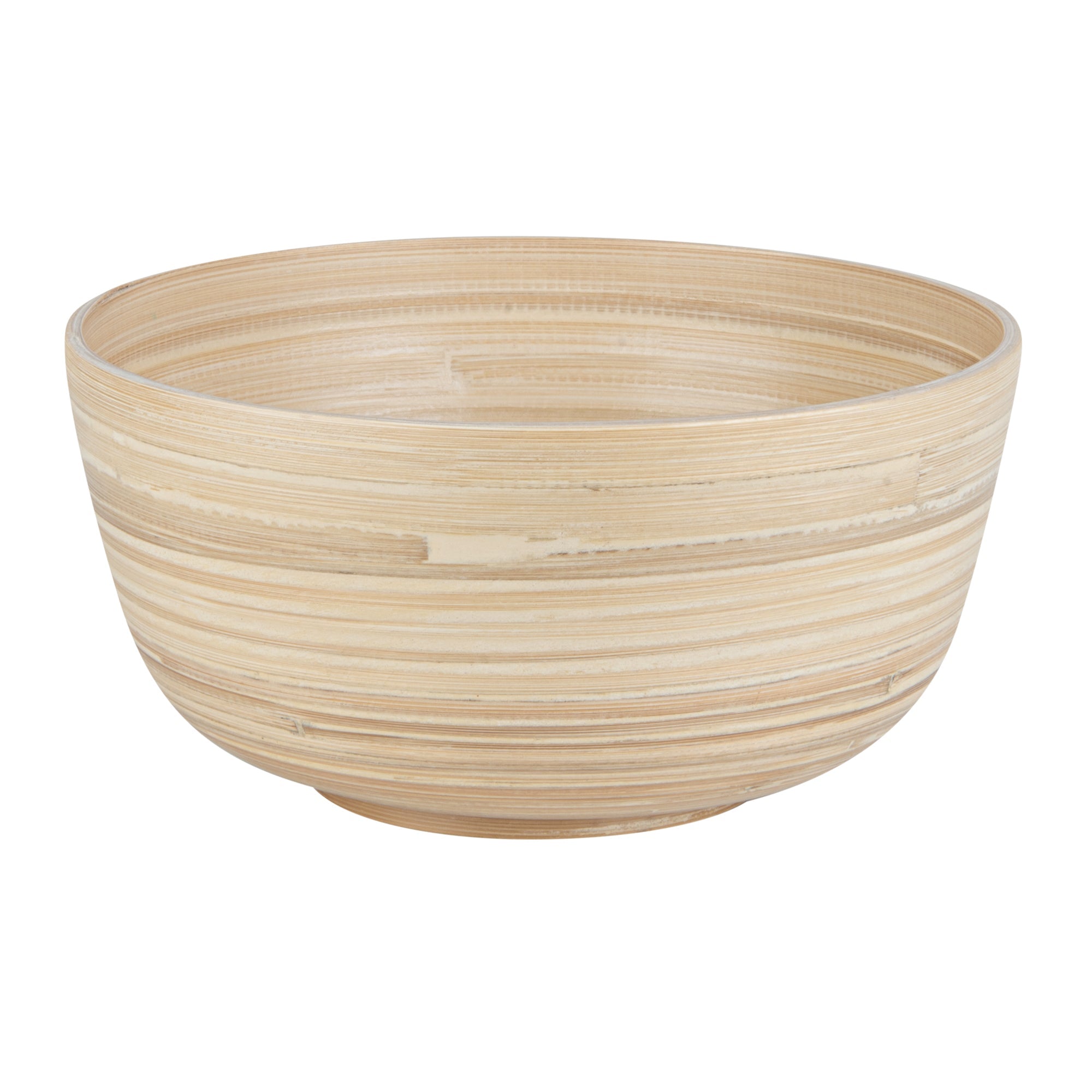 Bambuddha 25 oz Round Natural Spun Bamboo Medium Salad Bowl - 9 1/2" x 9 1/2" x 4 3/4" - 1 count box