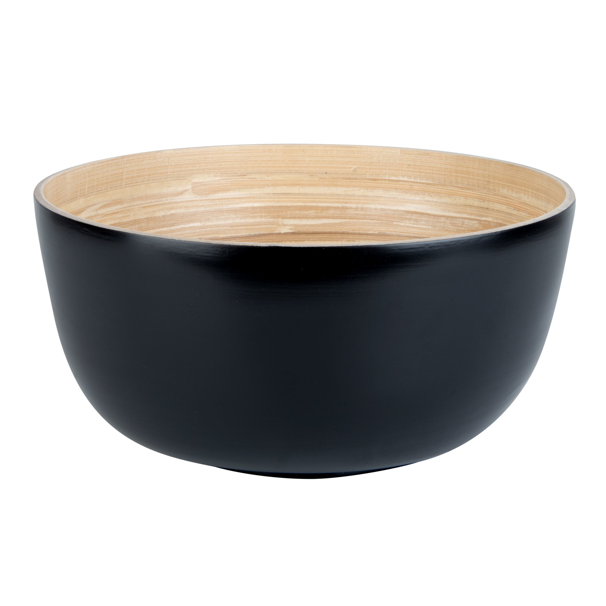 Bambuddha 30 oz Round Black Spun Bamboo Large Salad Bowl - 11" x 11" x 5 1/2" - 1 count box
