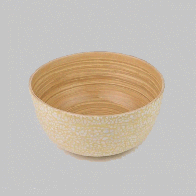 Bambuddha 30 oz Round Beige Spun Bamboo Large Eggshell Salad Bowl - 11" x 11" x 5 1/2" - 1 count box