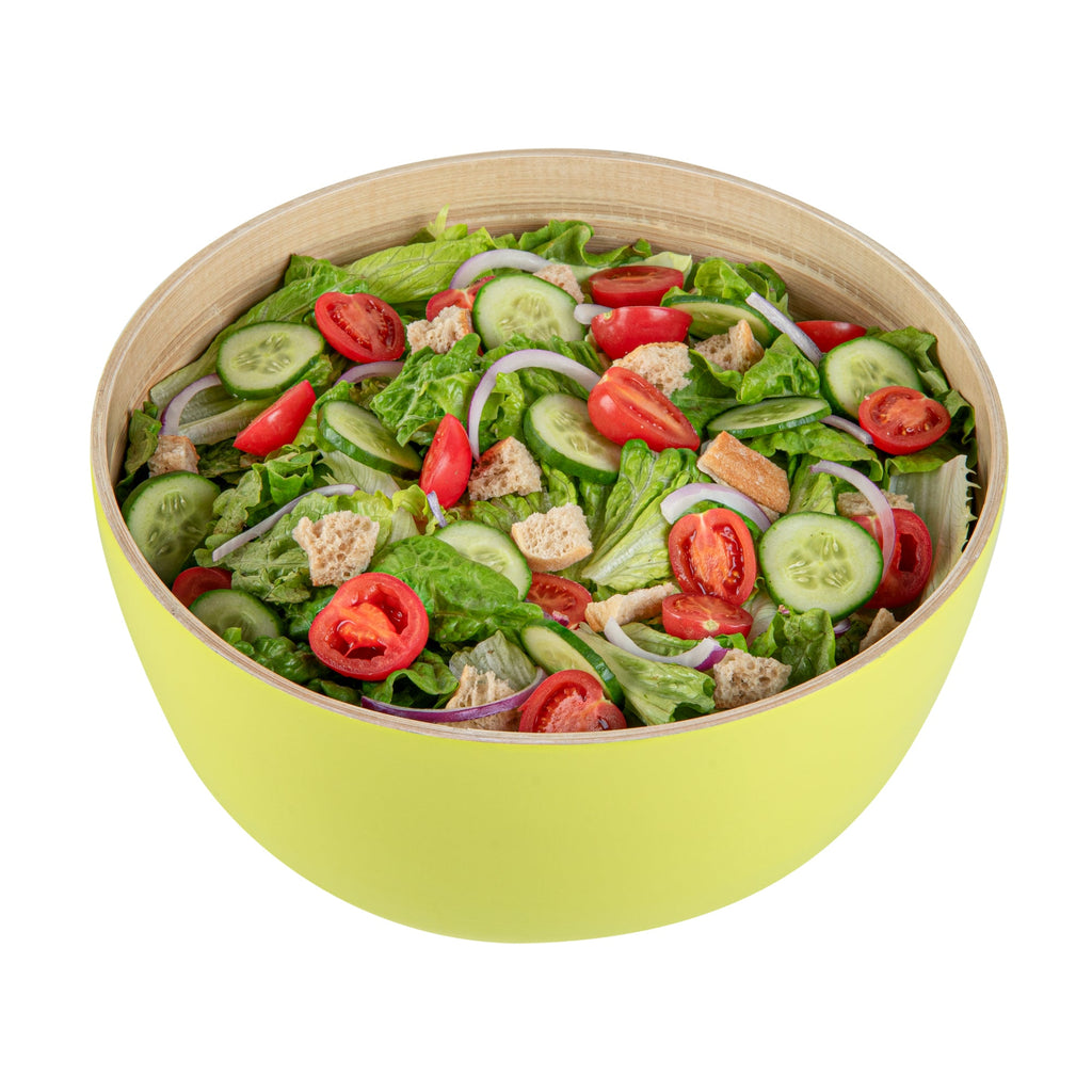 Bambuddha 30 oz Round Green Spun Bamboo Large Salad Bowl - 11" x 11" x 5 1/2" - 1 count box