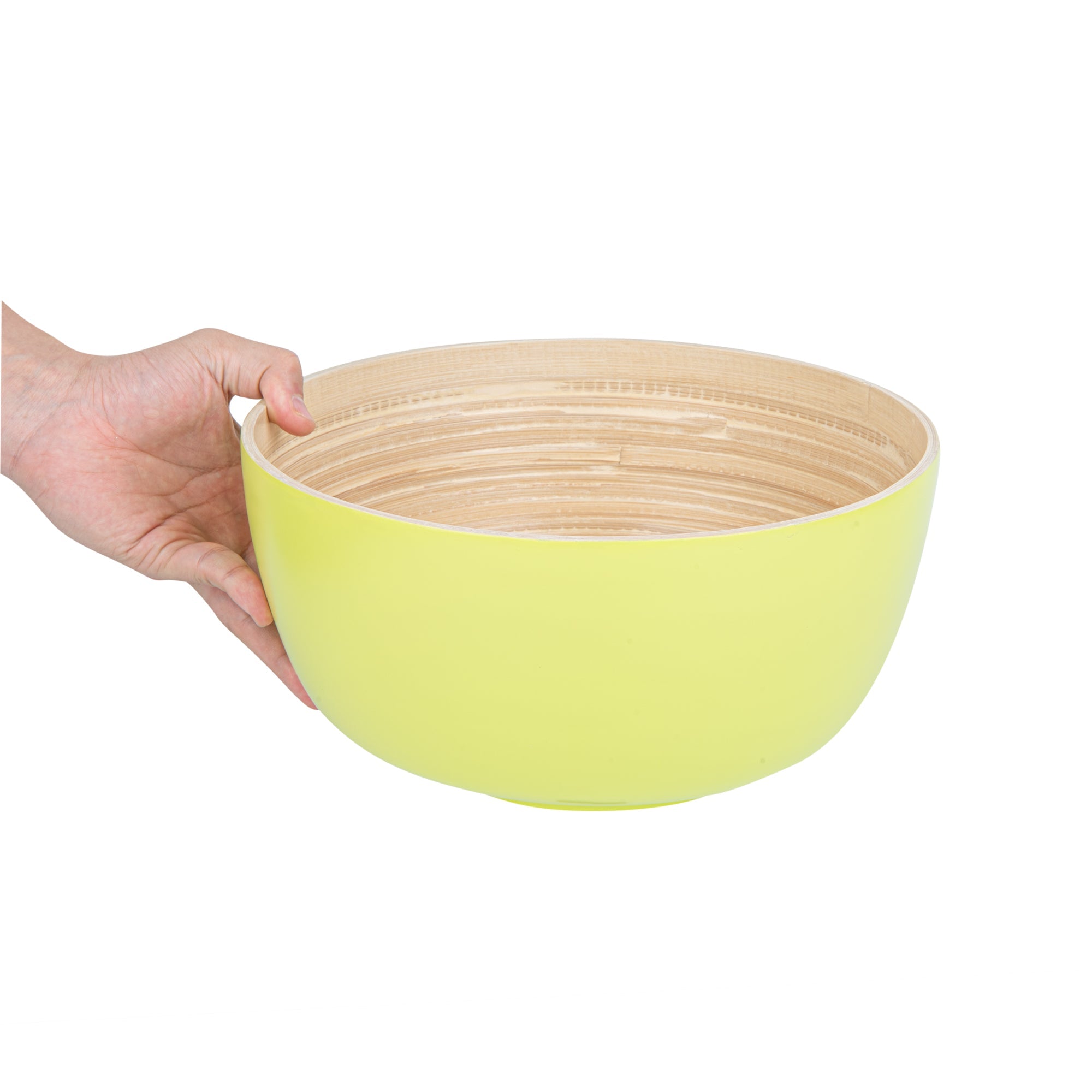 Bambuddha 30 oz Round Green Spun Bamboo Large Salad Bowl - 11" x 11" x 5 1/2" - 1 count box