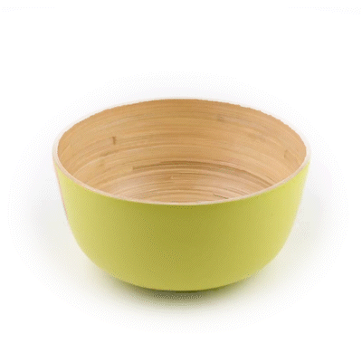 Bambuddha 30 oz Round Green Spun Bamboo Large Salad Bowl - 11" x 11" x 5 1/2" - 1 count box