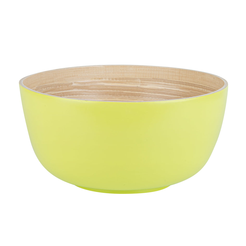 Bambuddha 30 oz Round Green Spun Bamboo Large Salad Bowl - 11" x 11" x 5 1/2" - 1 count box