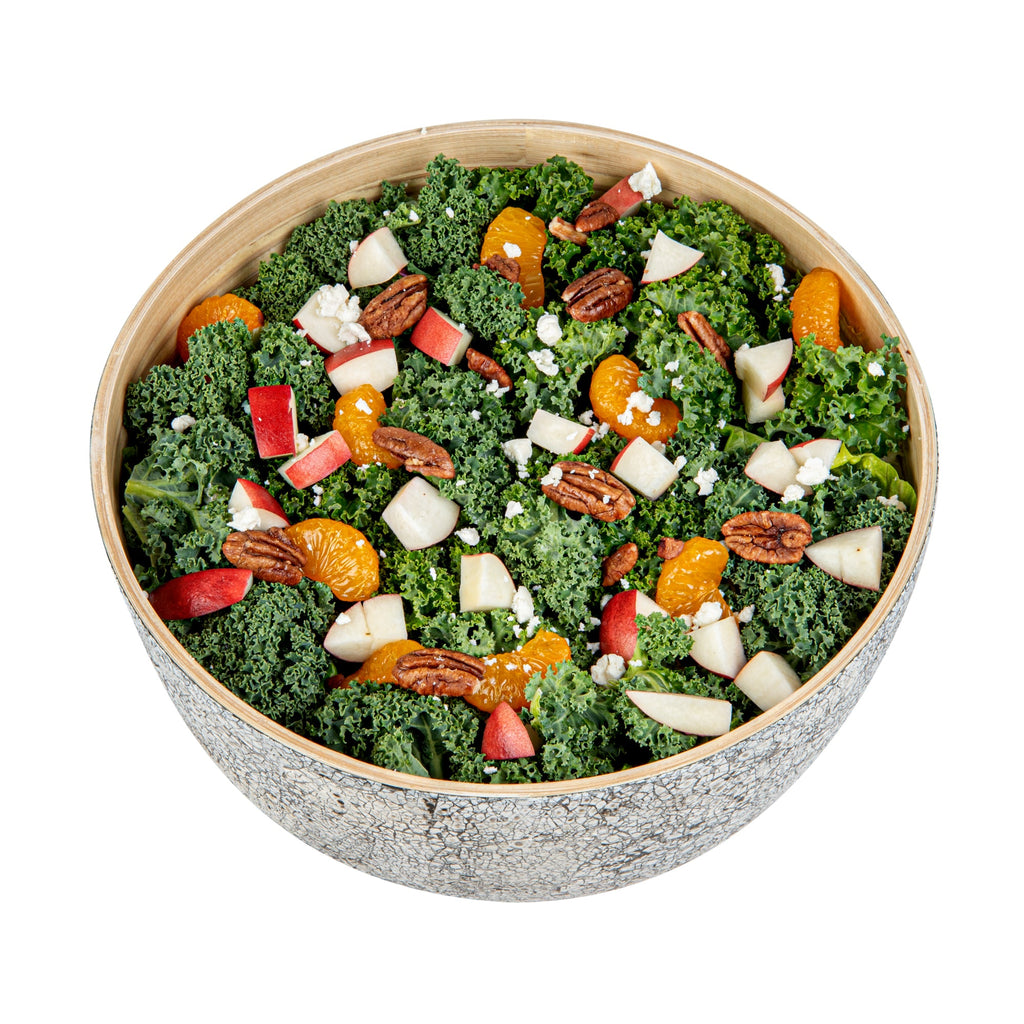 Bambuddha 30 oz Round Gray Spun Bamboo Large Eggshell Salad Bowl - 11" x 11" x 5 1/2" - 1 count box