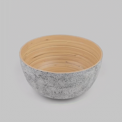 Bambuddha 30 oz Round Gray Spun Bamboo Large Eggshell Salad Bowl - 11" x 11" x 5 1/2" - 1 count box