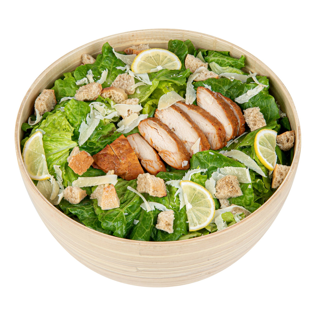 Bambuddha 30 oz Round Natural Spun Bamboo Large Salad Bowl - 11" x 11" x 5 1/2" - 1 count box