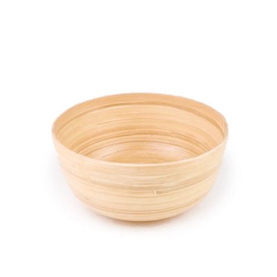 Bambuddha 30 oz Round Natural Spun Bamboo Large Salad Bowl - 11" x 11" x 5 1/2" - 1 count box