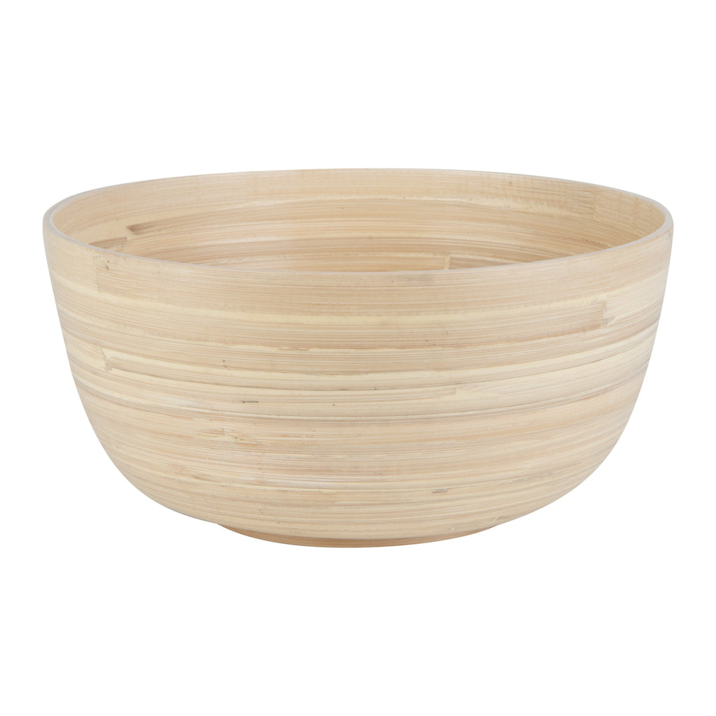 Bambuddha 30 oz Round Natural Spun Bamboo Large Salad Bowl - 11" x 11" x 5 1/2" - 1 count box