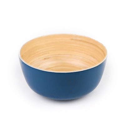 Bambuddha 51 oz Round Blue Spun Bamboo Extra Large Salad Bowl - 13 1/2" x 13 1/2" x 6 1/4" - 1 count box