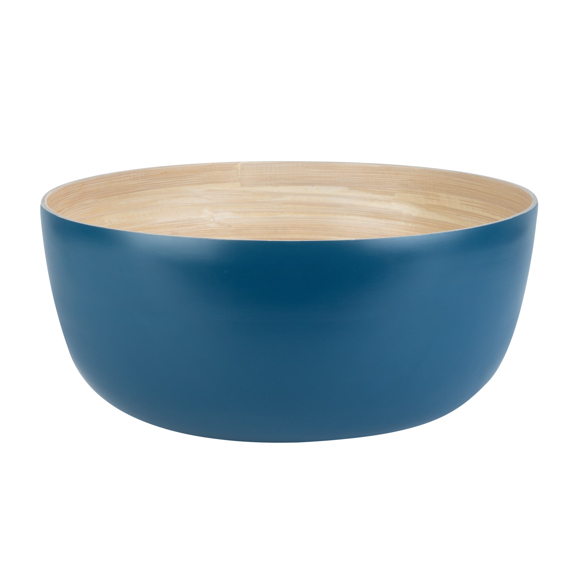 Bambuddha 51 oz Round Blue Spun Bamboo Extra Large Salad Bowl - 13 1/2" x 13 1/2" x 6 1/4" - 1 count box