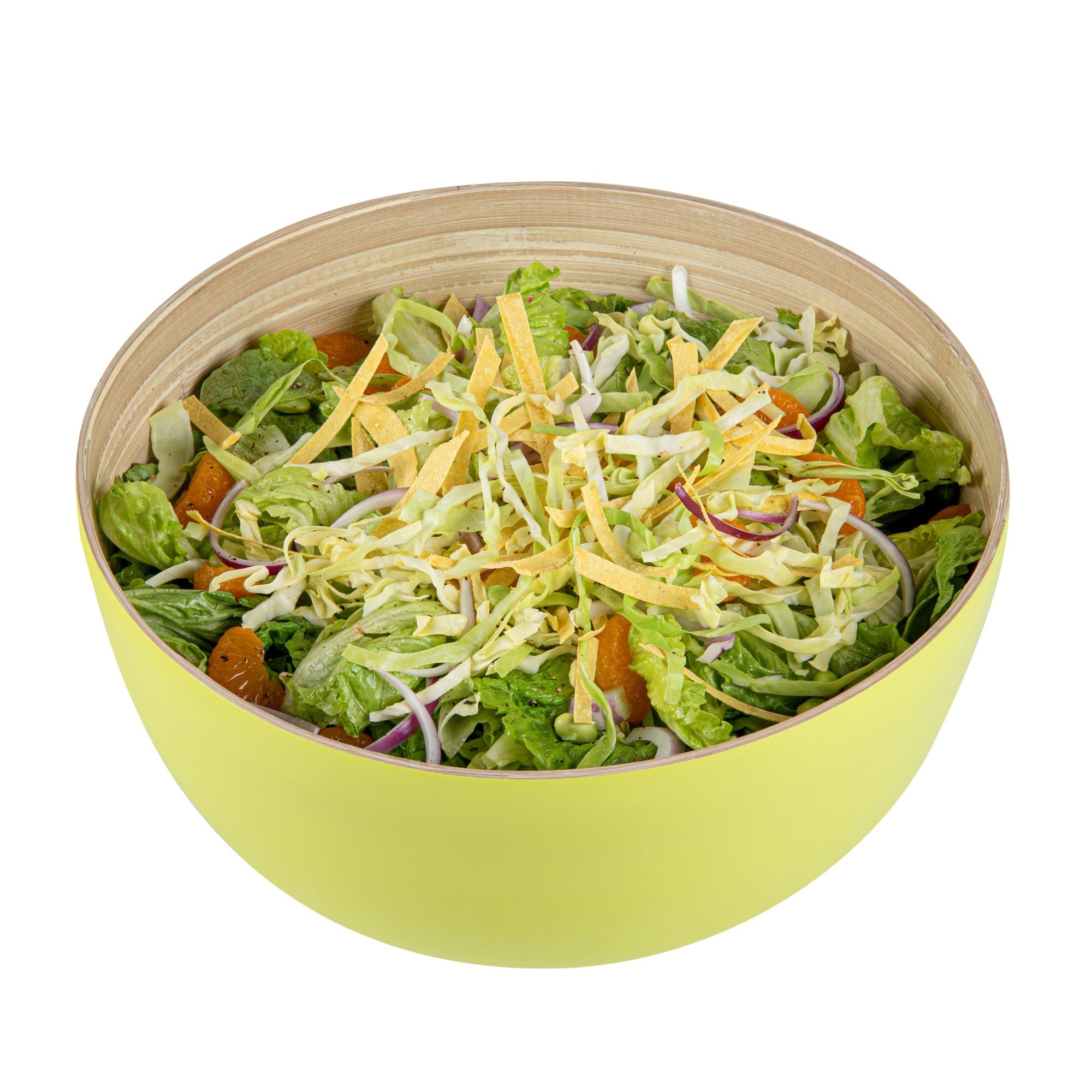 Bambuddha 51 oz Round Green Spun Bamboo Extra Large Salad Bowl - 13 1/2" x 13 1/2" x 6 1/4" - 1 count box