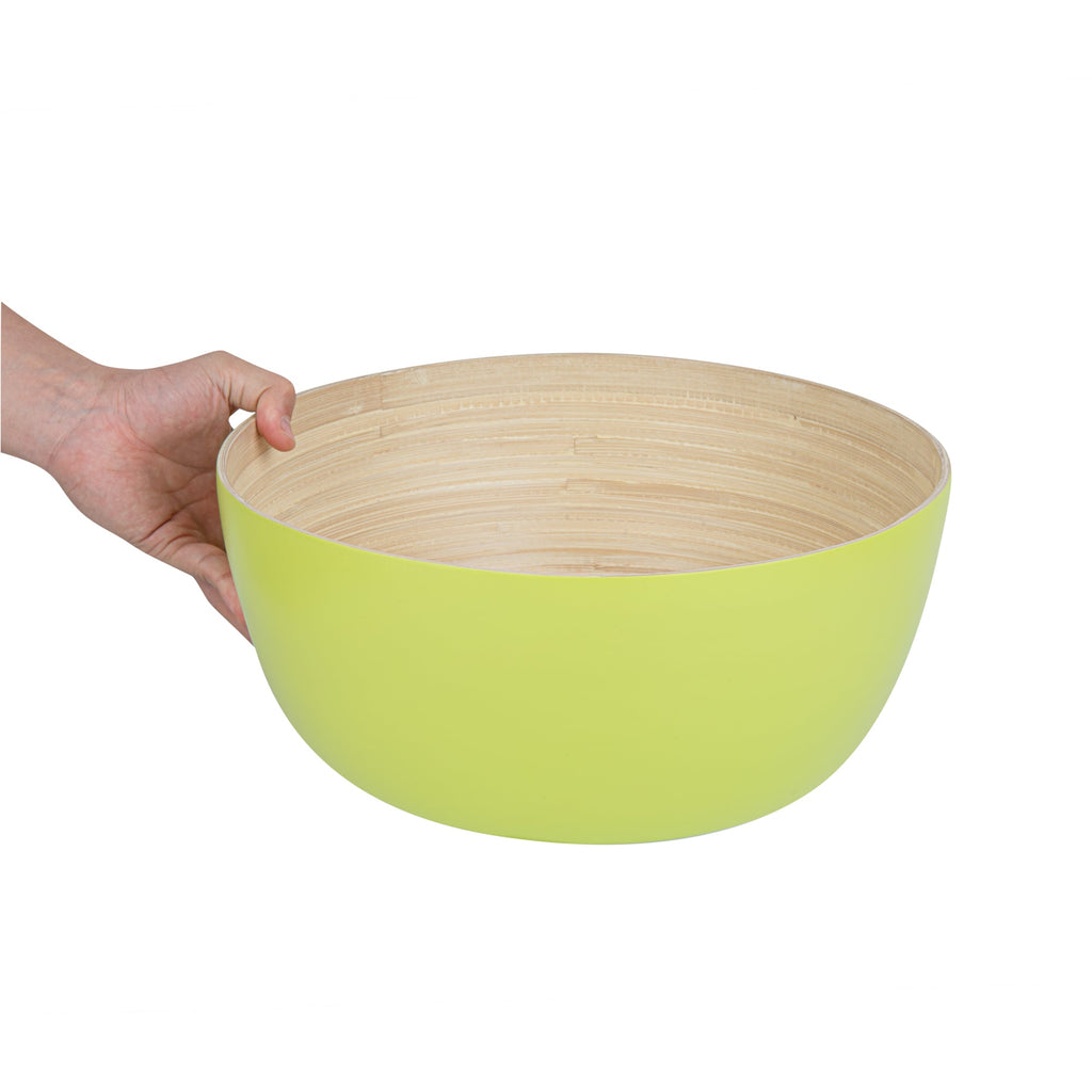 Bambuddha 51 oz Round Green Spun Bamboo Extra Large Salad Bowl - 13 1/2" x 13 1/2" x 6 1/4" - 1 count box