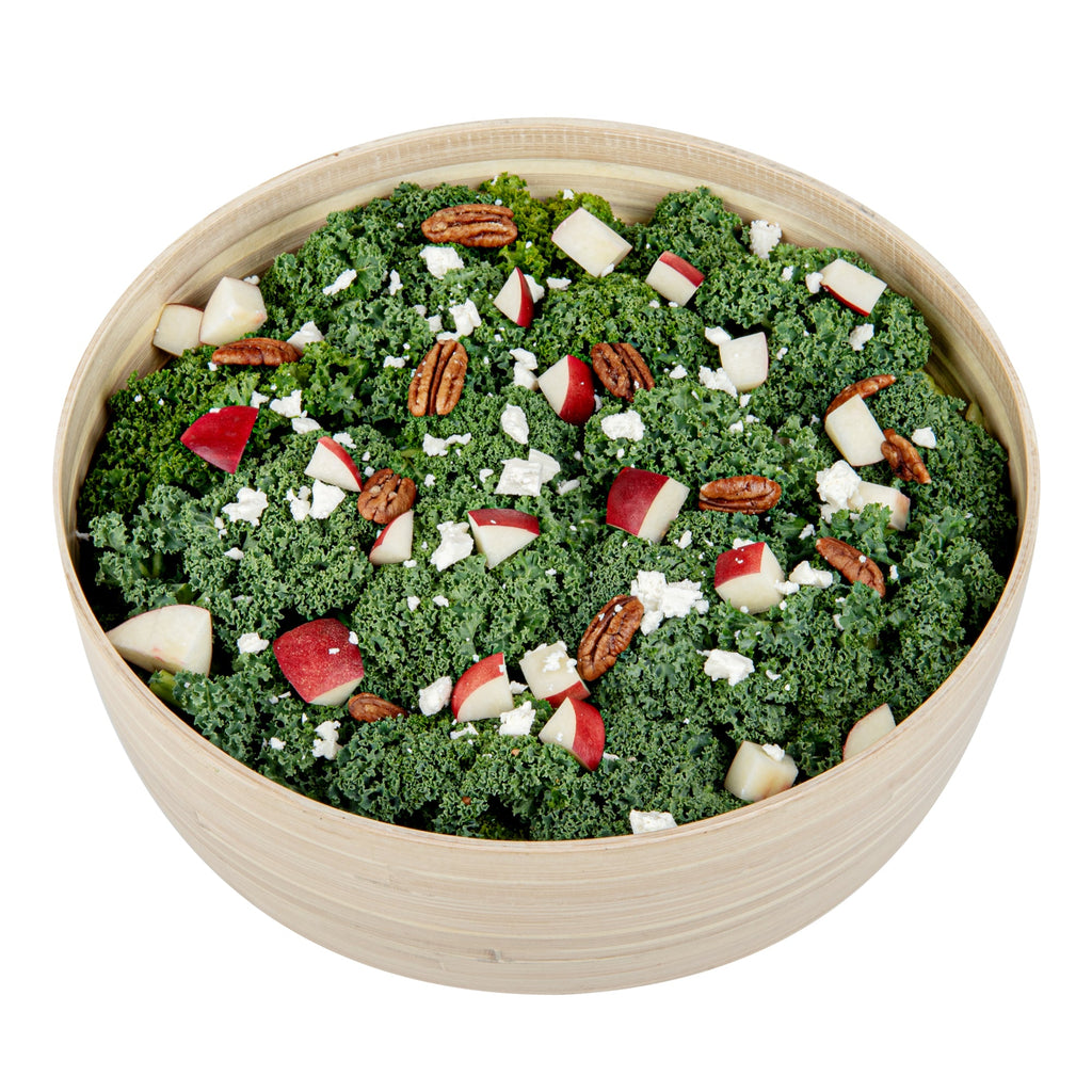 Bambuddha 51 oz Round Natural Spun Bamboo Extra Large Salad Bowl - 13 1/2" x 13 1/2" x 6 1/4" - 1 count box