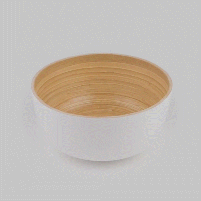 Bambuddha 51 oz Round White Spun Bamboo Extra Large Salad Bowl - 13 1/2" x 13 1/2" x 6 1/4" - 1 count box