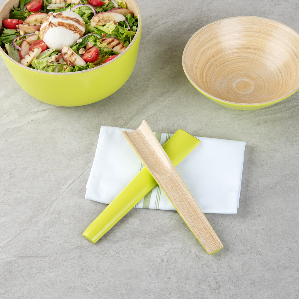 Bambuddha Green Spun Bamboo 2-Piece Salad Server Set - 9 3/4" - 1 count box