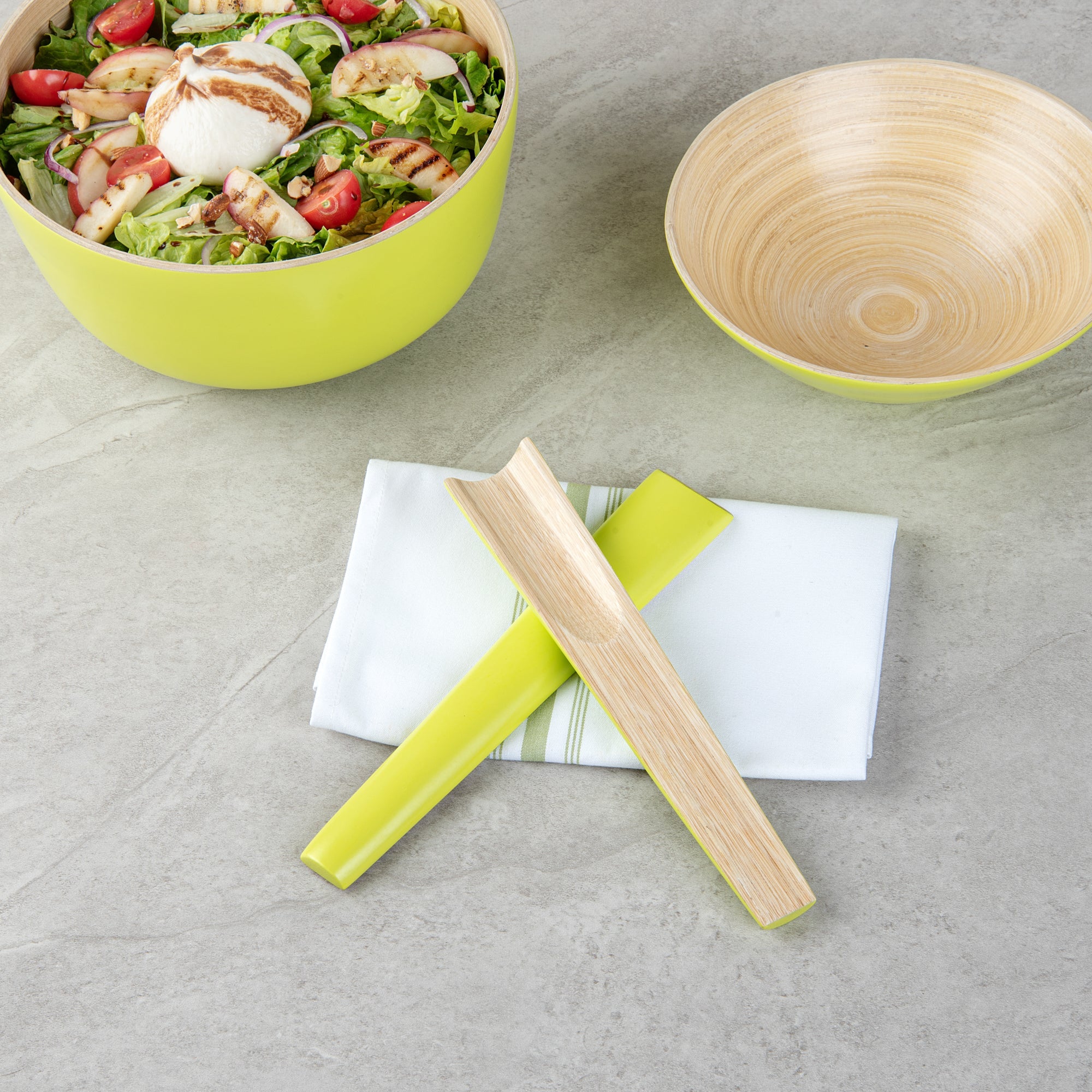Bambuddha Green Spun Bamboo 2-Piece Salad Server Set - 9 3/4" - 10 count box