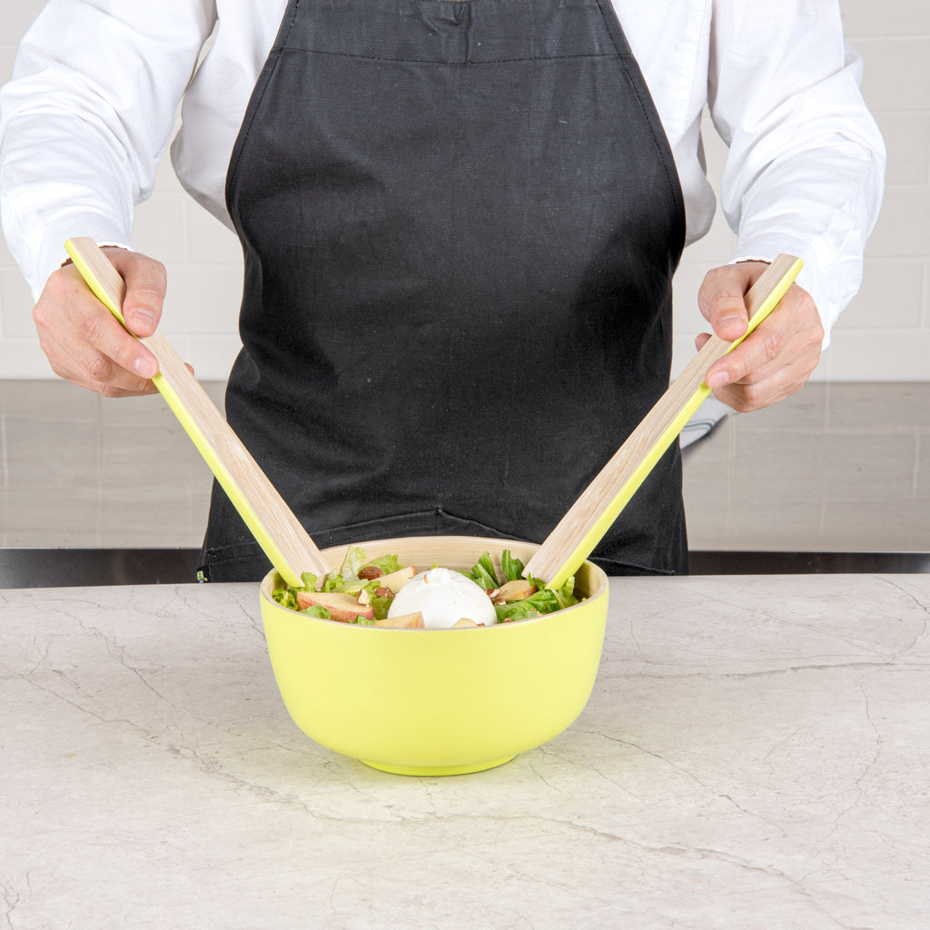 Bambuddha Green Spun Bamboo 2-Piece Salad Server Set - 9 3/4" - 10 count box