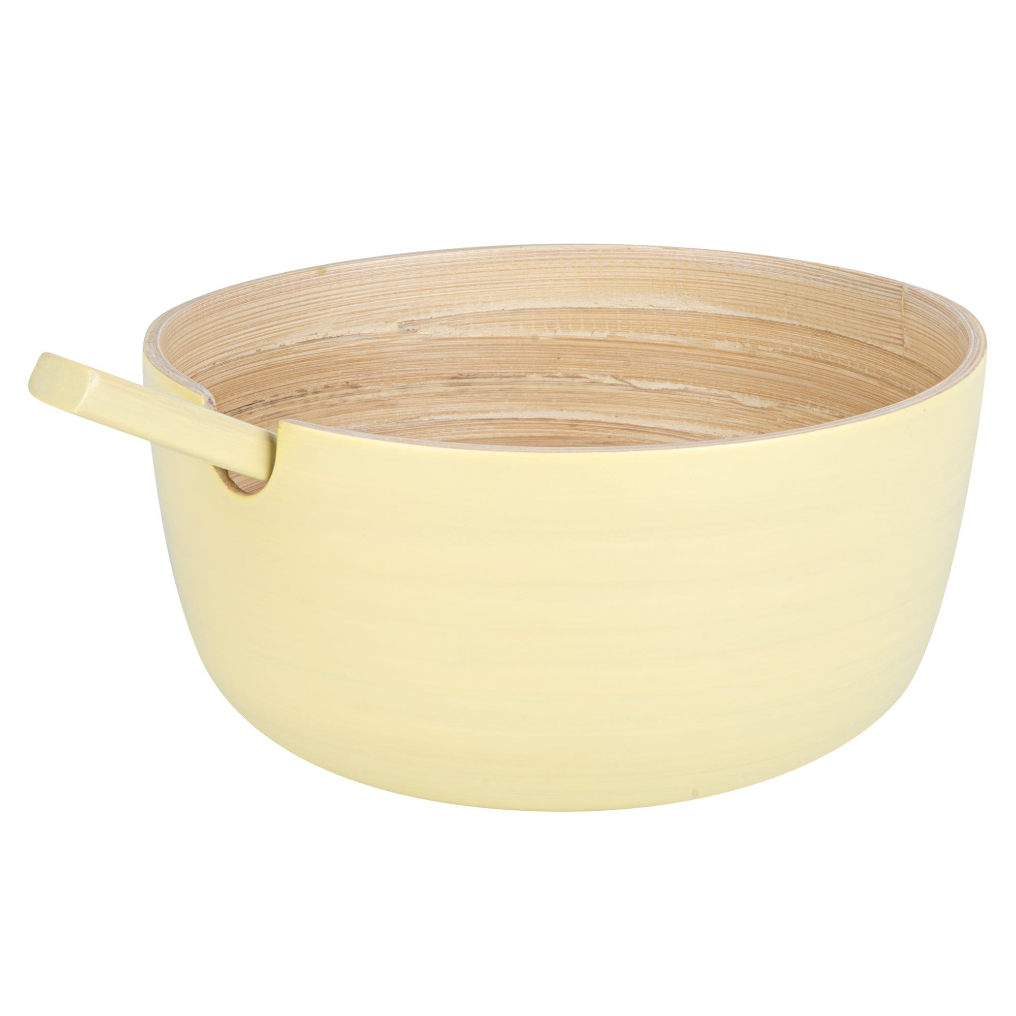 Bambuddha 25 oz Round Cream Spun Bamboo Serving Bowl - with Serving Spoon - 7 3/4" x 7 3/4" x 4" - 10 count box