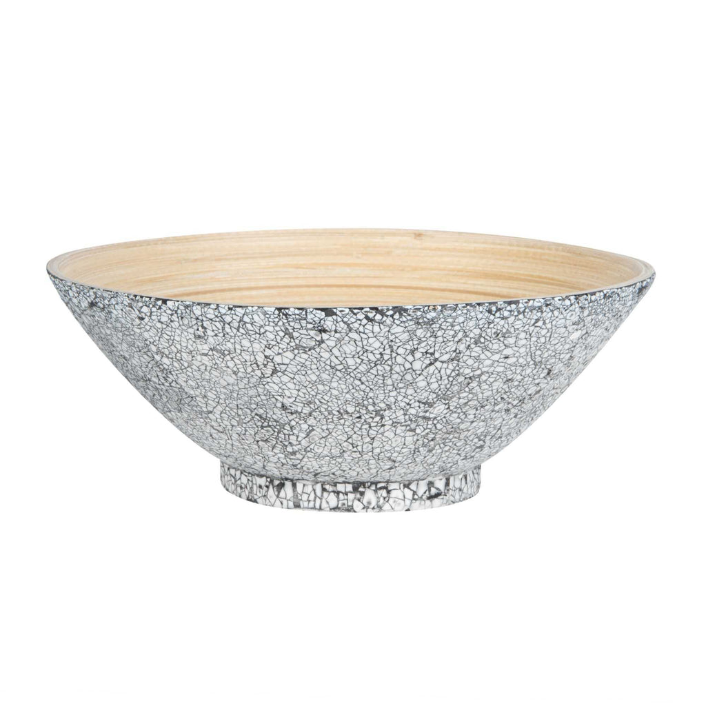 Bambuddha 29 oz Round Gray Spun Bamboo Eggshell Serving Bowl - 8 1/4" x 8 1/4" x 3 1/4" - 1 count box