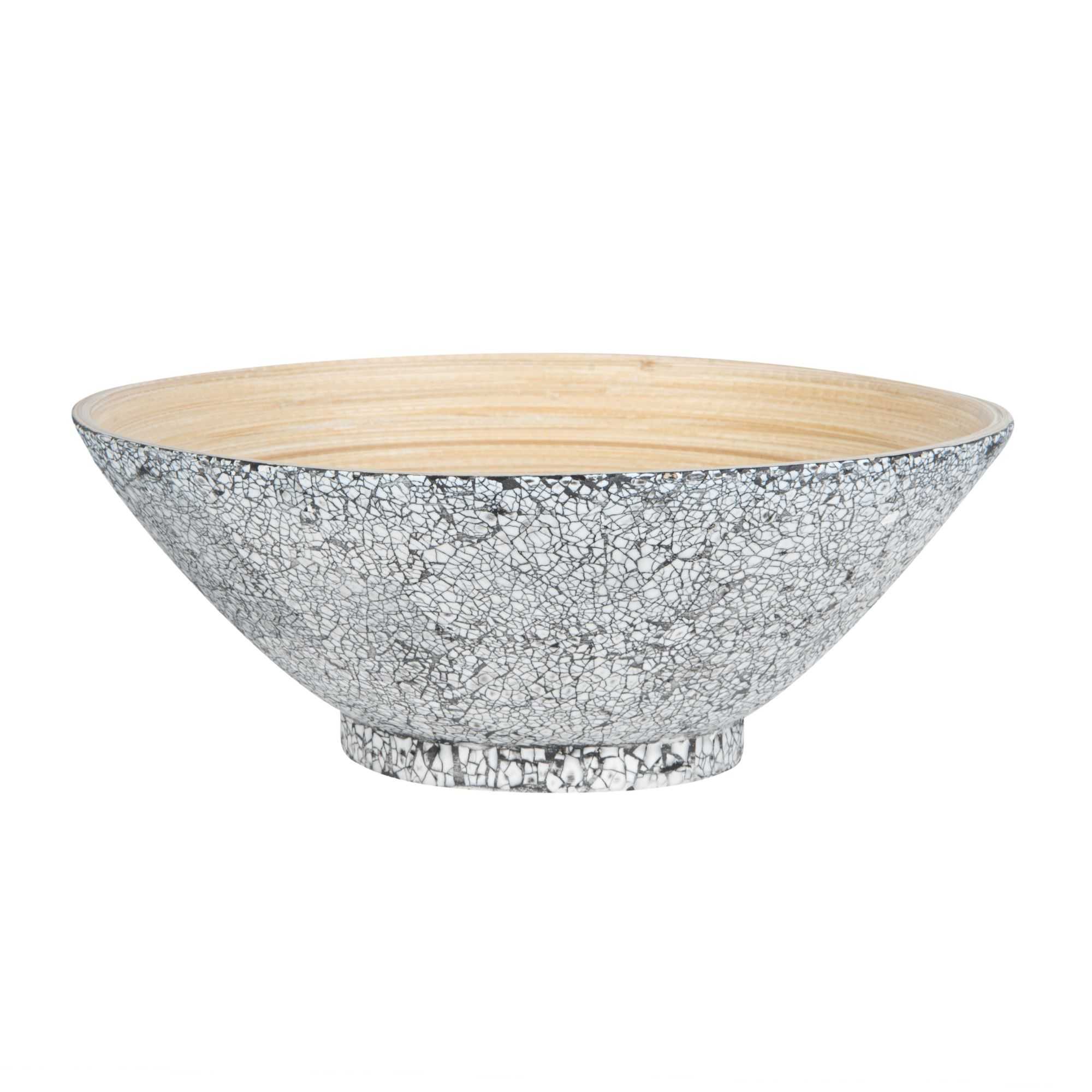 Bambuddha 29 oz Round Gray Spun Bamboo Eggshell Serving Bowl - 8 1/4" x 8 1/4" x 3 1/4" - 1 count box