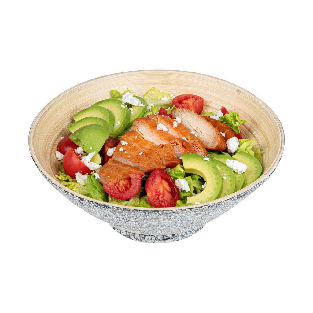 Bambuddha 29 oz Round Gray Spun Bamboo Eggshell Serving Bowl - 8 1/4" x 8 1/4" x 3 1/4" - 1 count box