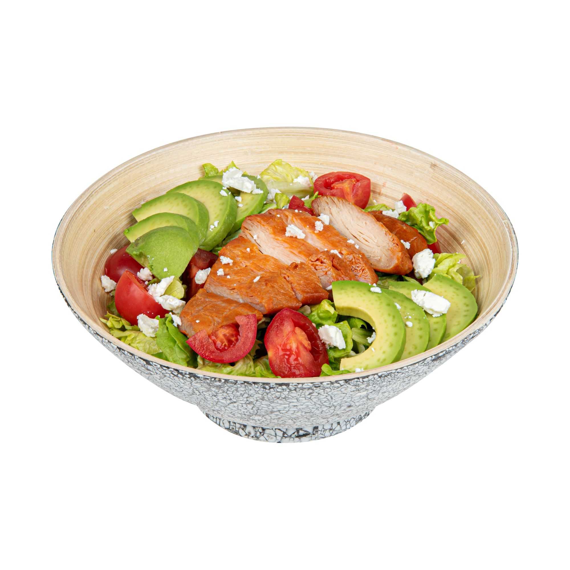 Bambuddha 29 oz Round Gray Spun Bamboo Eggshell Serving Bowl - 8 1/4" x 8 1/4" x 3 1/4" - 1 count box