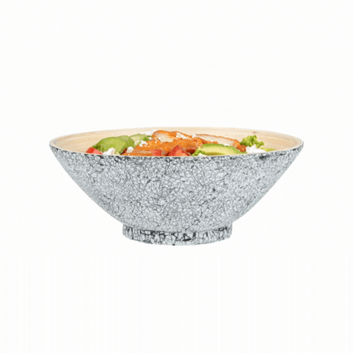 Bambuddha 29 oz Round Gray Spun Bamboo Eggshell Serving Bowl - 8 1/4" x 8 1/4" x 3 1/4" - 1 count box