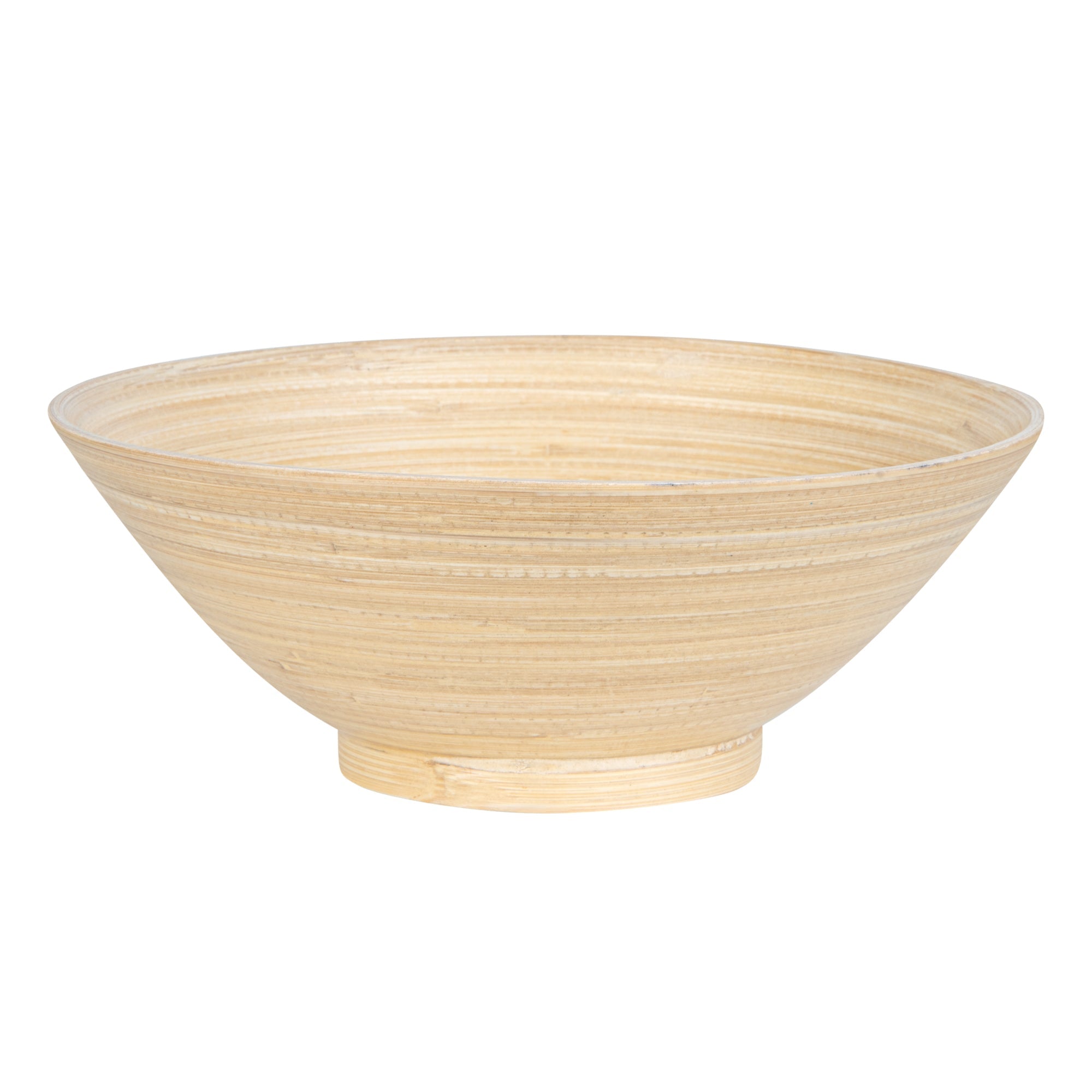 Bambuddha 29 oz Round Natural Spun Bamboo Serving Bowl - 8 1/4" x 8 1/4" x 3 1/4" - 1 count box