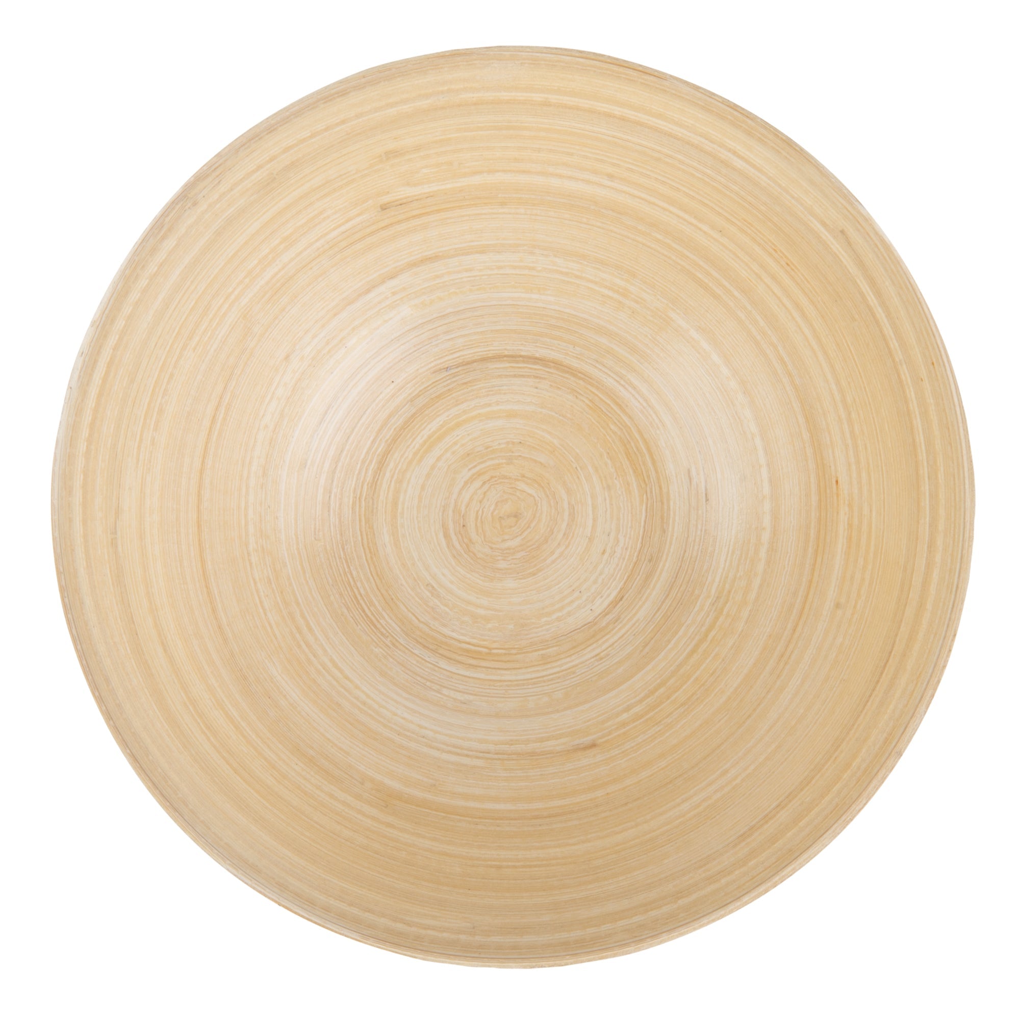 Bambuddha 29 oz Round Natural Spun Bamboo Serving Bowl - 8 1/4" x 8 1/4" x 3 1/4" - 1 count box